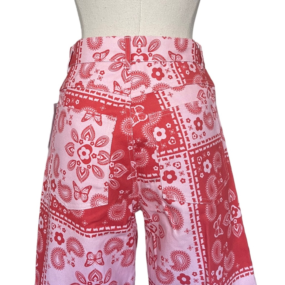 Lisa Says Gah Red Paisley Straight-Leg Jeans - Picture 10 of 13